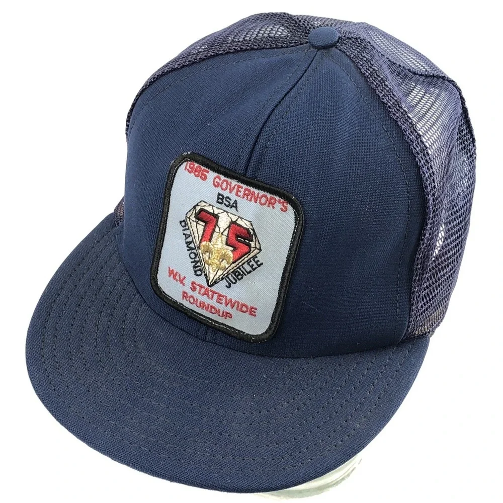 Vintage Trucker Hat‎ Cap Snap Back USA Patch 80s Diamond Jubilee Boy Scouts